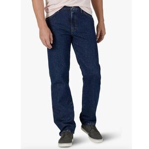 NWT Men’s Wrangler Straight Fit Dark Wash Denim Jeans 32x32 Pockets Cotton